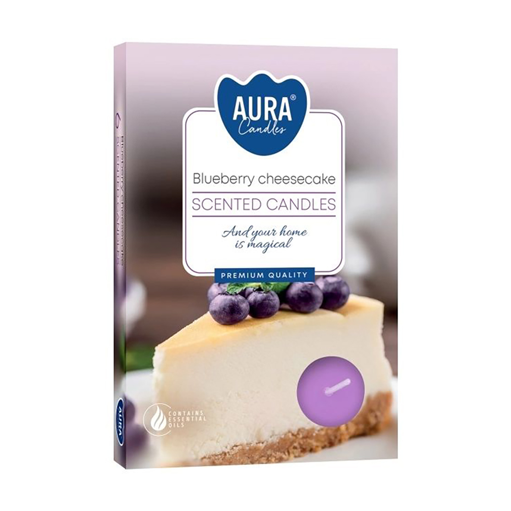 Ароматична свічка Bispol Scented Candle Aura Blueberry Cheesecake, 6 шт (p15-359)